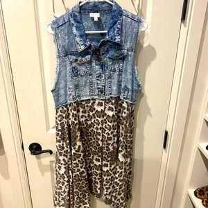 Denim & Leopard Print Vest or Dress - Size S